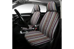 PONYJOYUP Baja Saddle Blanket Car Seat Covers 4PCS Front, Breathable and Washable Striped Woven Automotive Vehicle Seat Cover, Universal Seat Cover for Sedan, SUV, Truck, Airbag Compatible