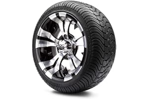 GOLF CART KING MODZ® Vampire Machined Black 12" Golf Cart Wheels and Arisun Cruze (215/35-12) DOT Low Profile Golf Cart Tires Combo - Set of 4