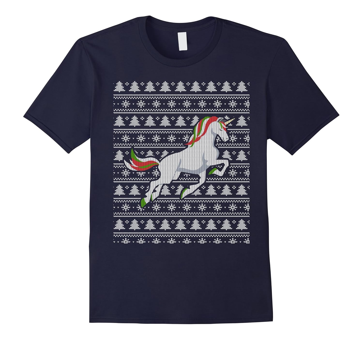 Magical Unicorn Ugly Christmas Sweater Style T-Shirt-ANZ