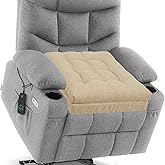 baibu Extra Large Memory Foam Recliner Cushions for Elderly, 20x20x5 Inch Thick Dual-Layer Patent Design Non-Slip Recliner Seat Cushion for Couch for Easy to Stand Up & Reduce Hip & Lumbar Pain, Beige