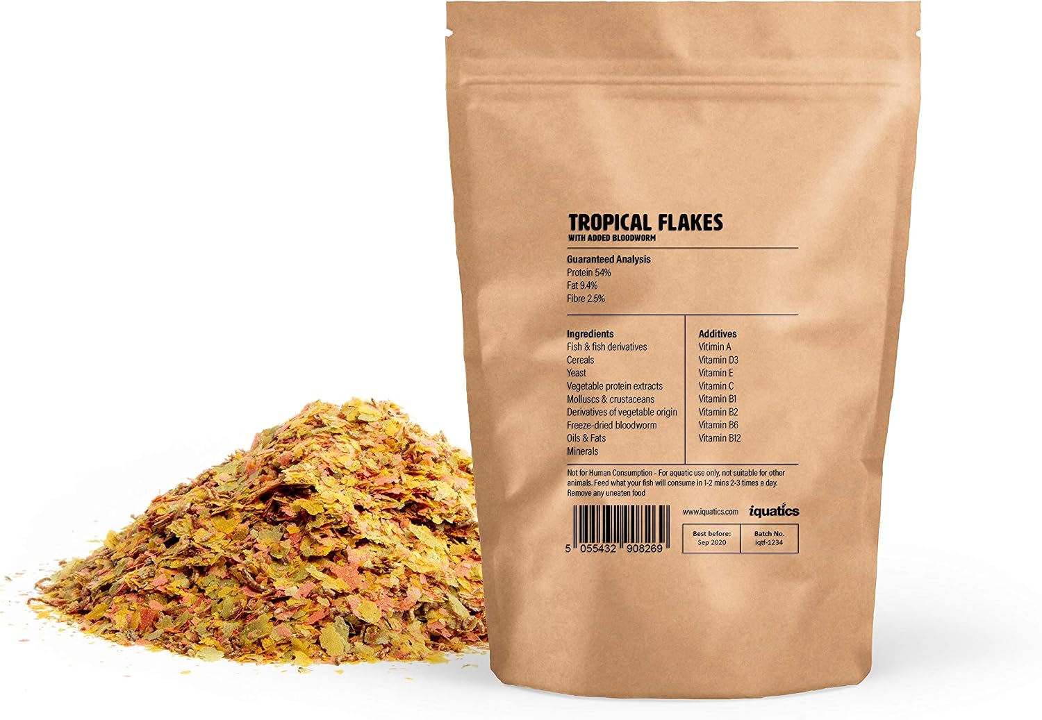 iQuatics Nutritional Tropical Fish Food Flakes With Added Bloodworm - 100G, 100 g (Pack of 1) - Image 3