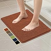 Bcoimo 24"×17" Chenille Bath Mat – Non-Slip with Backing Bath Rug Ultra-Absorbent and Machine Washable Bathroom Mat Quick-Dry Design. Ideal for Bathroom Shower and Tub Areas