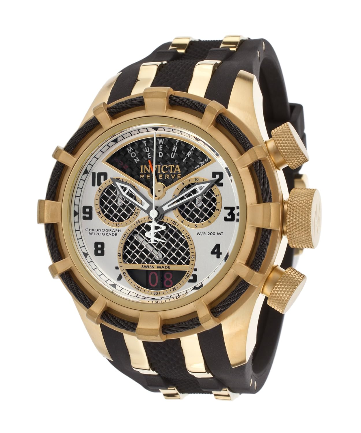 Amazon.com: Invicta 17467 Men's Bolt Reserve Chrono Black Polyurethane  Black Carbon Fiber Dial
