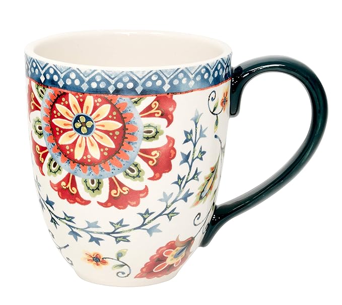 Duo Jumbotasse Becher XXL folkloristische Deko 810 ml aus Keramik Trinkbecher Smoothie Becher Geschenk Büro Tasse für Kaffee 