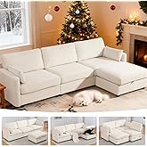 109'' Modular Sectional Sofa, L Shaped Couch with Storage Ottoman, Comfy Cloud Sofa with Deep Seat, 4 Seat Convertible Sectional Couches for Living Room (Beige, Low Legs 1.97")