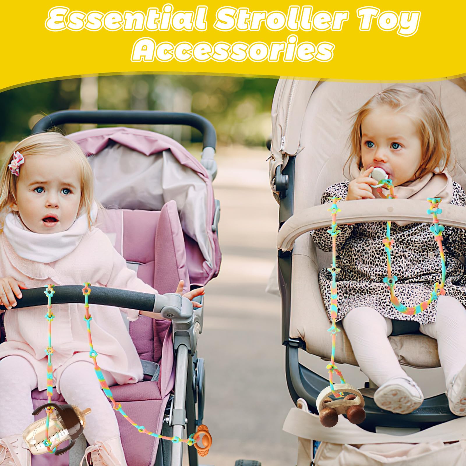 4 Pack Toy Safety Straps for Baby, Silicone Pacifier Clips, Silicone