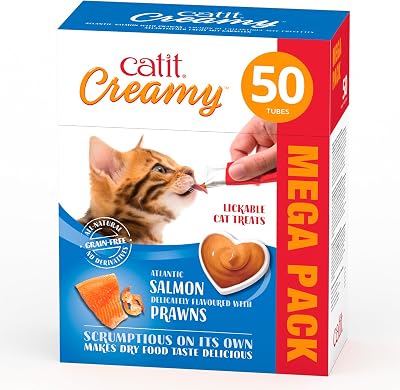 Catit Creamy Salmon & Prawn Lickable Cat Treats 50 Pack