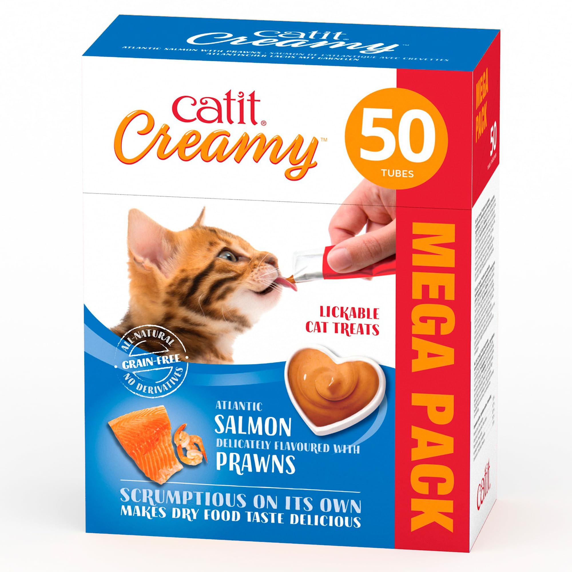 Catit Creamy Salmon & Prawn Lickable Cat Treats 50 Pack — image 1