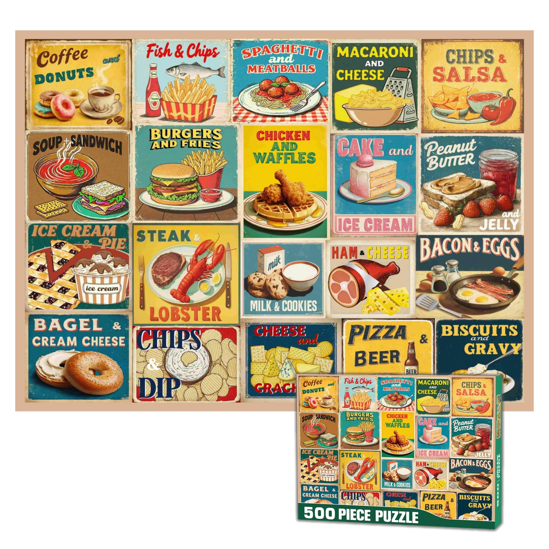 Jigsaw Puzzle for Adults Family Puzzle Game Food Combos Funny Jigsaw Puzzle (Food Combos, 500 Pieces)