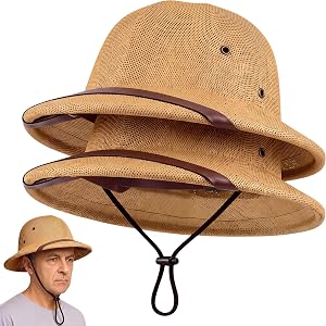 JaGely Pith Helmet Safari Hat for Men, Sturdy and Adjustable Costume Straw, Gardening, Completing Safari Jungle or Explorer