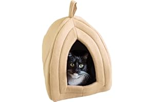 Cat House - Indoor Bed with Removable Foam Cushion - Pet Tent for Puppies, Rabbits, Guinea Pigs, Hedgehogs, and Other Small Animals by PETMAKER