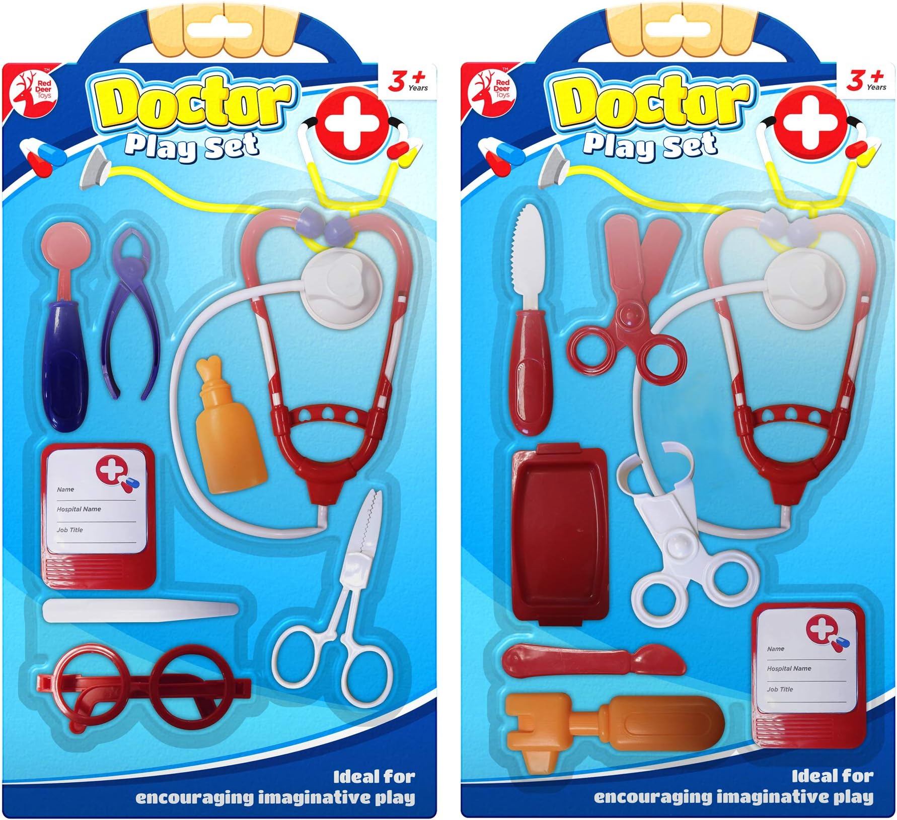Red Deer Toys 2pk Medical Doctor Kit for Kids | Pretend Play Doctor Set For Boys And Girls Includes Ebook of 15 Great Games for Children