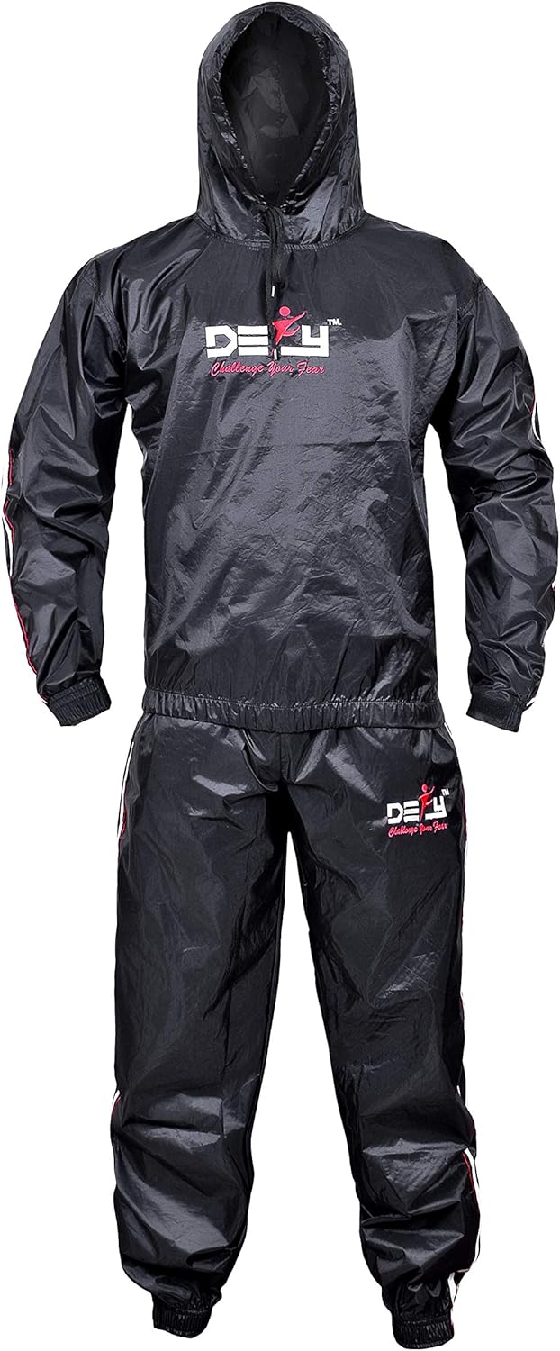 DEFY Heavy Duty Sweat Suit Sauna Exercise Gym Suit Fitness, Weight Loss, Anti-Rip, with Hood : Sports & Outdoors