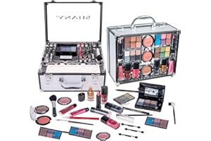 SHANY Carry All Trunk Makeup Train Case with Re-usable Aluminum Makeup Storage Case. Non Toxic Color Make up Set with Eye palettes, Blushes,Makeup Powders, Manicure, Pedicure and Makeup Brushes.