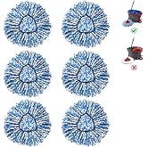 2-Tank Mop Heads Replacements for O-Ceda RinseClean Dual System, Microfiber Refills, Easy Cleaning Mop Repalce Head Blue 6 Pack