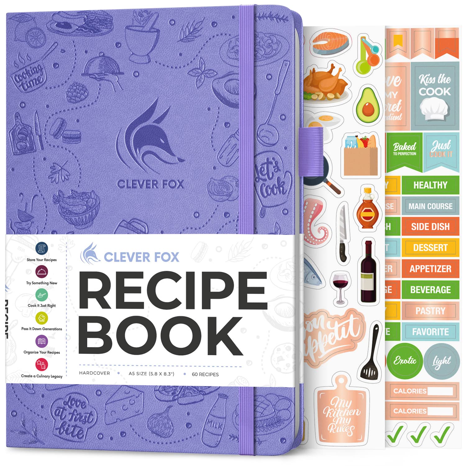 Clever Fox Recipe Book - Make Your Own Family Cookbook & Blank Recipe Notebook Organizer, Empty Cooking Journal to Write in Recipes, A5, Stores 60 Recipes, Lavender โ image 1