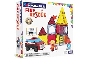 MAGNA-TILES Fire Rescue 27-Piece Magnetic Construction Set, The Original Magnetic Building Brand