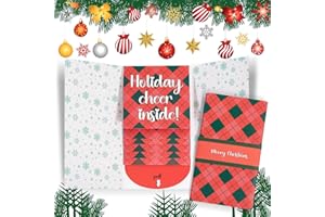 2pc Handmade Waterfall Christmas Gift Card Booklet, Pull-out Design Merry Christmas Gift Card Holder Book, DIY Surprise Xmas 