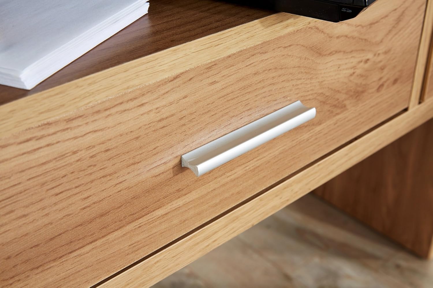 Regis Oak Desk Extending Console Table Home Office Computer Storage Table BigaMart