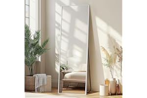 Delma Full Length Mirror,Large Floor Mirror with Aluminum Frame for Bedroom, Bathroom, Living Room,Wall Mount or Freestanding Design(with Stand,Rect 56x15-Silve)