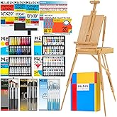 MEEDEN Advanced Painting Set, French Easel, 96 Color Paints, 30 Brushes, Natural Beech Wood, Art Supplies for Adults & Beginn