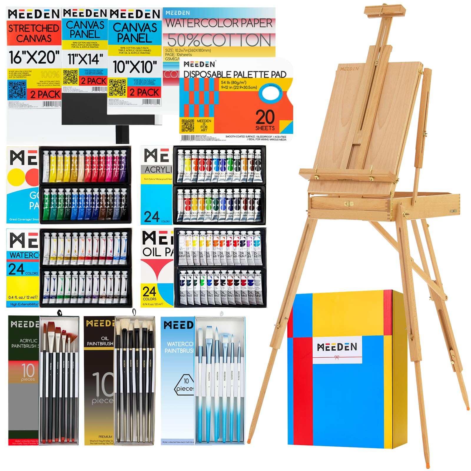 Photo 1 of MEEDEN 141PCS Art Supplies with French Easel, All-in-one Painting Set for Artists Beginners