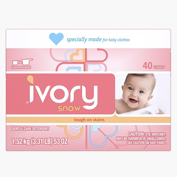 Ivory Snow Baby Powder Laundry Detergent, 40 Loads Packaging May Vary