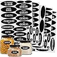 Talented Kitchen 158 Pieces Chalkboard Pantry Labels for Food Containers, Preprinted White All Caps on Black Stickers for Jar