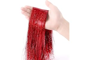 JXITON 3000pcs Christmas Icicle Tinsel,18in Red Foil Fringe Tinsel Strand Icicle Tinsel Christmas Tree Tinsel for Christmas Holiday Decor Birthday Supplies