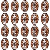 SUNNYCLUE 1 Box 20Pcs Football Beads Sports Bead Polymer Clay Brown Oval Softball Rhinestone Ball Game Loose Spacer Footballs Rugby Bead for Jewelry Keychains Bags Bracelet Necklace Making Adult