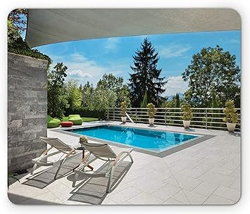 Amazon Com Holiday Mouse Pad House Swimming Pool View From The