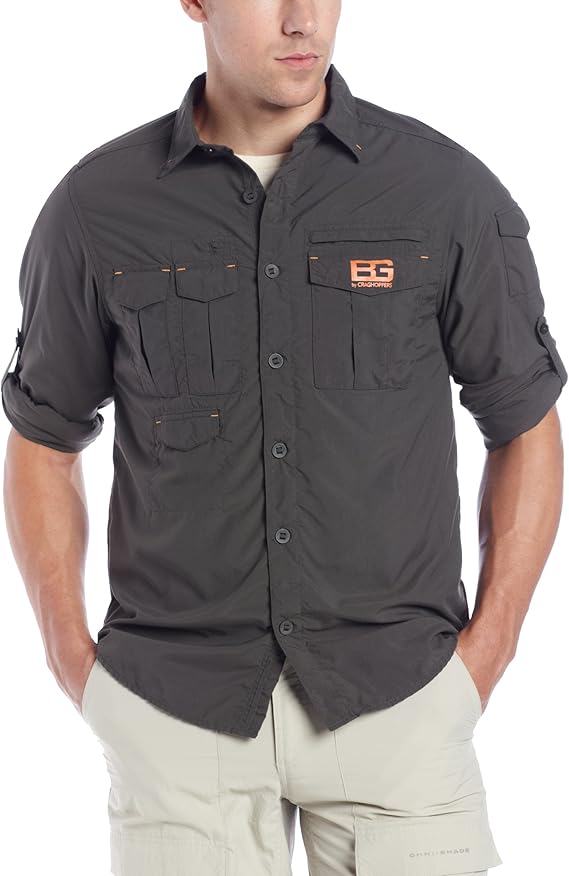 Bear Grylls Men's Bear Adventure Long Sleeve Shirt, Large, Dark Khaki Hiking