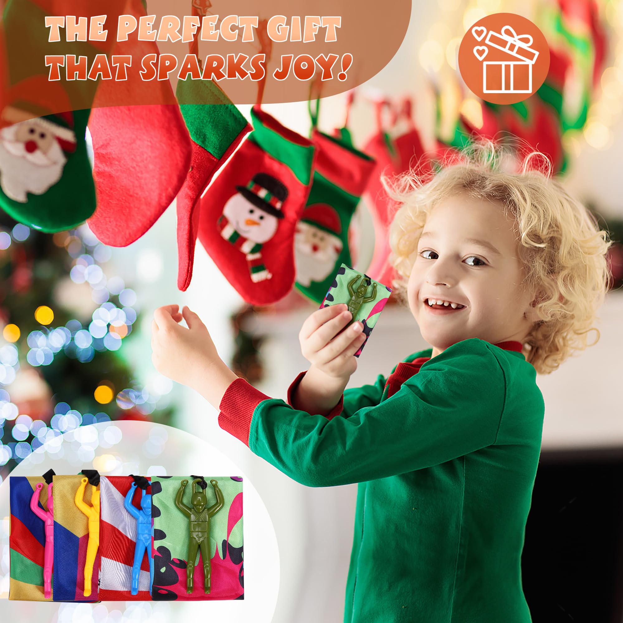 Parachute Toy for Kids, Outdoor Toys Flying Parachute Men, Inside & Outside Toys for or 3 4 5 6 7 8 9 10 11 12 Year Old, Christmas Stocking Stuffers for Kids Idea 2025 Unique Boys Party Favors