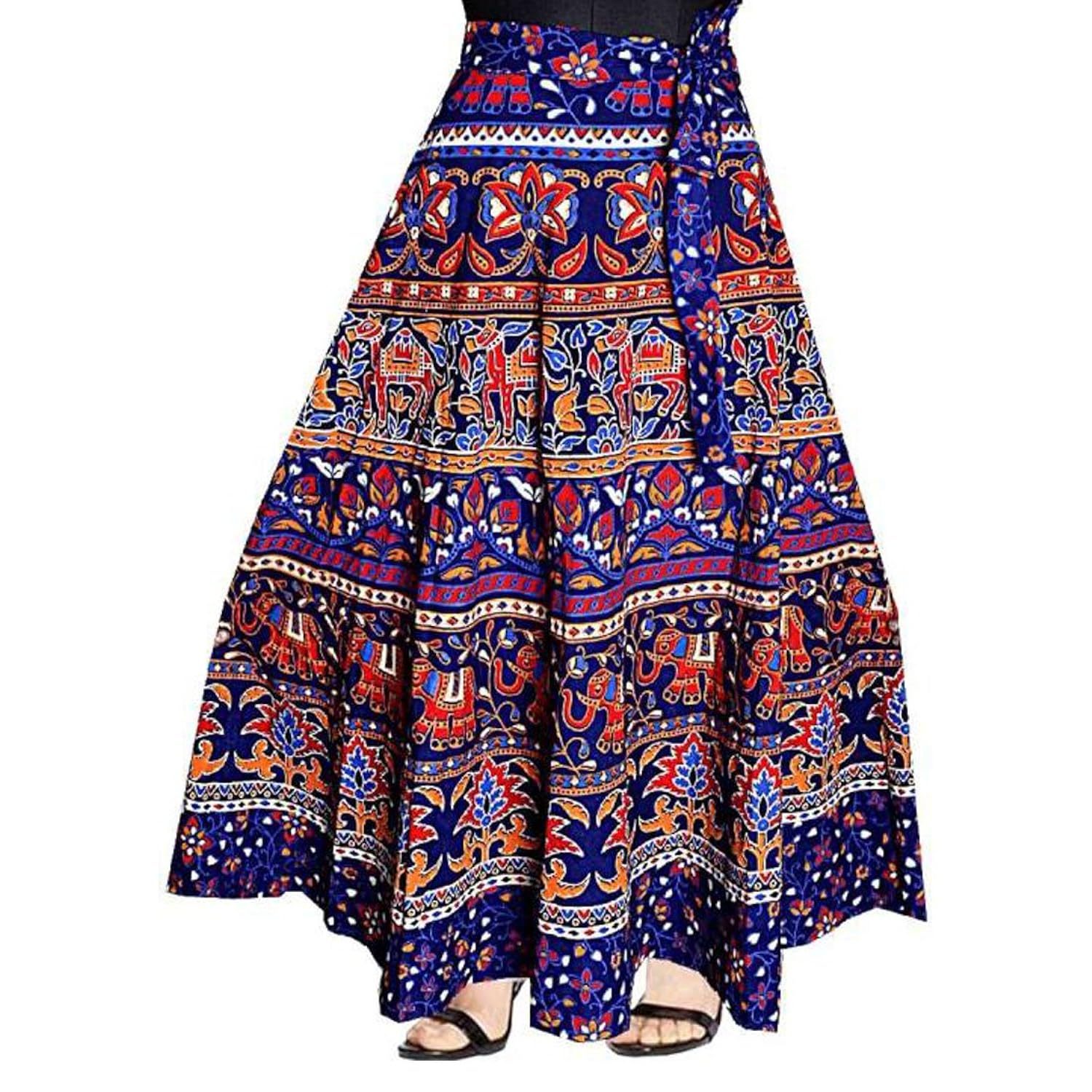 women's 100% pure cotton wrap around skirt with elegant print 2 pcs