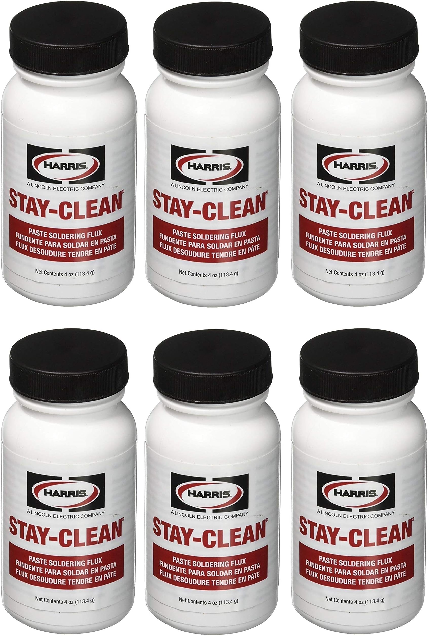 Harris SCPF4 Stay Clean Paste Soldering Flux, 4 oz. Jar (6-(Pack))