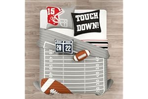 Lush Decor American Football Reversible Quilt Queen Size 5 Piece Set Full/Queen Gray & Black - Kids Bedding Set Queen Quilt - Football Decor