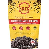 Keto Factory Chocolate Chips, 12 Oz | 100% Plant Based, Low Carb, Keto Friendly, High Fiber, Kosher, Stevia Sweetened…