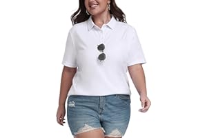 MoFiz Women's Plus Size Golf Polo Shirts Collared Short Sleeve Golf Shirts Casual Athletic Tennis Workout Tops