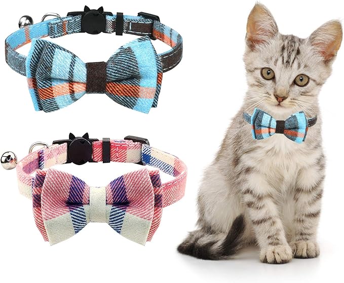 Cat Collar with Bells ,Kitten Collar Cat Collar Breakaway Cat Bow Tie