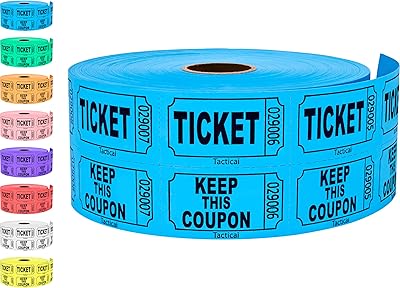 1000 Tacticai Raffle Tickets, Blue (1 of 8 Colors), Double Roll, Ticket for Events, Entry, Class Reward, Fundraiser & Prizes