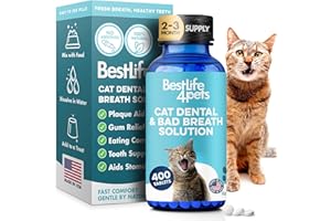 Cat Dental Care & Bad Breath Remedy, Natural Oral Health for Cats Teeth, Mouth, Gums, Daily Cat Breath Freshener, Plaque and 