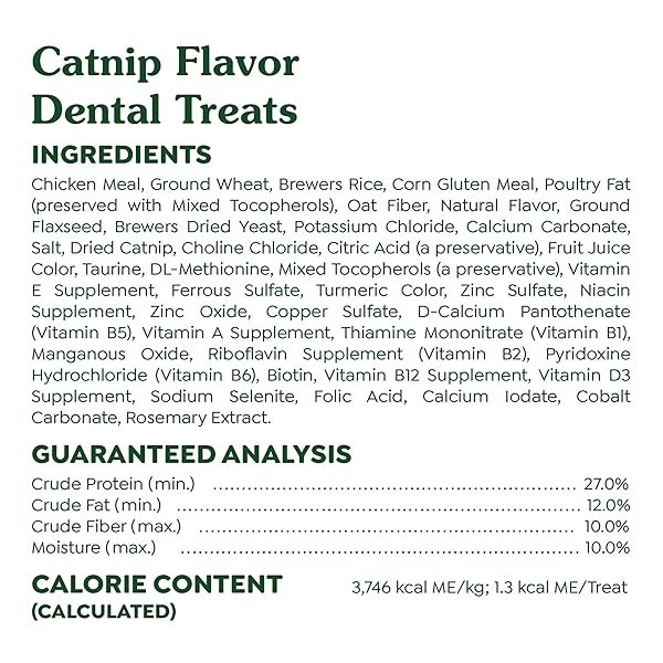 GREENIES CAT TREATS, FELINE VETERINARIAN-RECOMMENDED ADULT NATURAL DENTAL TREATS, CATNIP FLAVOR, 9.75 OZ. TUB
