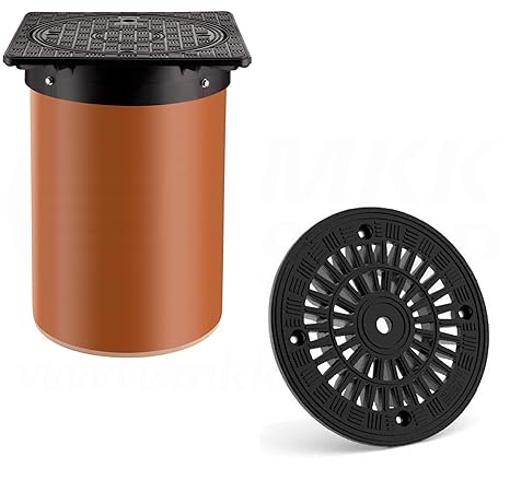 Kontrollschacht Telskopabdeckung Kanalschacht- Deckel Ø 315 mm eckig geschlitzt Rohr 50 cm 3 T 30 kN KG Verschluß Schacht Gul