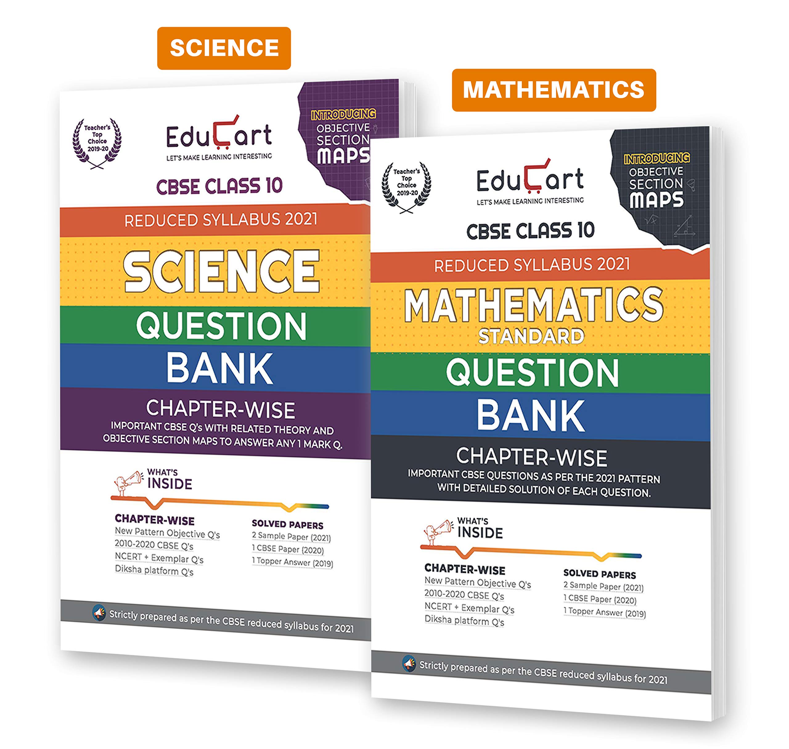 Educart Science And Maths Class 10 Question Bank Combo Pack For 2021 Exam (With Reduced Syllabus) (Set Of 2 Books)