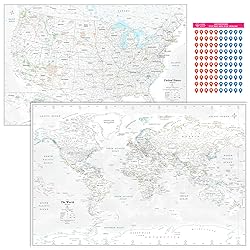 NOWMAP AquaShield Double-Sided World and USA Map