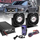Emergency Vehicle Siren PA System, 400W Multi‑Tone Car PA System with Mic, Extra‑Slim Speaker for Tow Truck Pickup Ambulance SUVs&mdash;Police Horn for Vehicles, Car Alarm Siren
