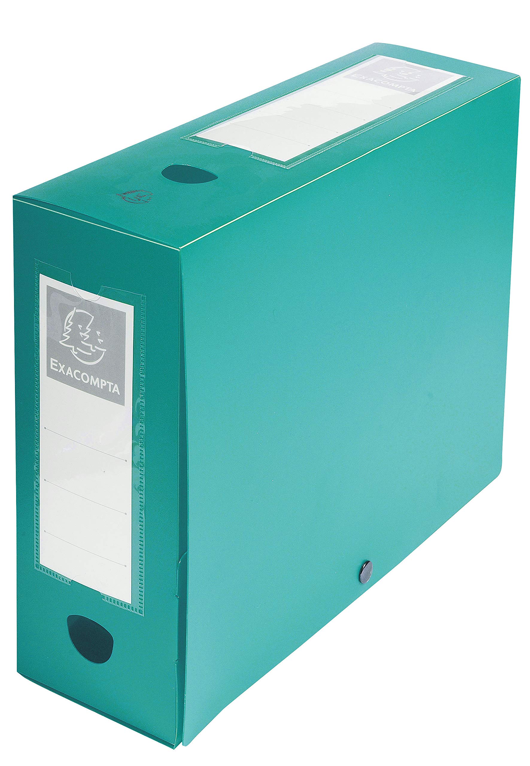Exacompta - Ref 59933E - Plastic Filing Box - 250 x 330mm in Size, Suitable for Holding A4 Documents, 10cm Spine, 2 x Spine Labels & 2 x Finger Holes - Green