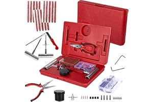 NOSTIFY Flat Tire Repair Kit, Car Tire Plug Kit, Heavy Duty Universal Tire Puncture Repair Kit (55pc, Red)