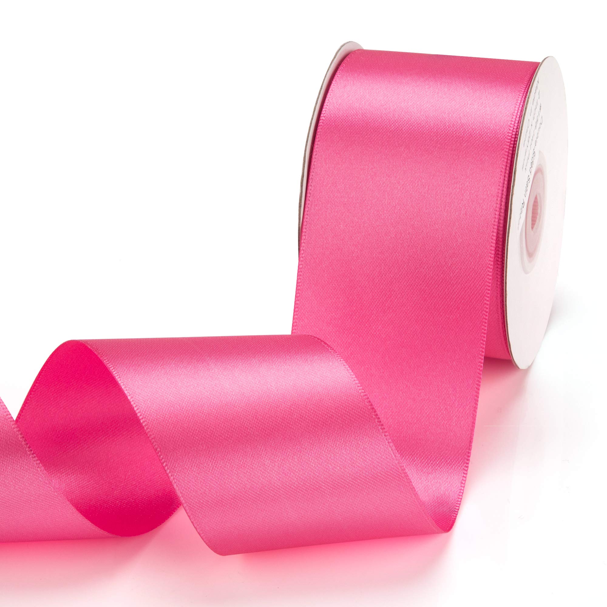 IHKFILAN Satin Ribbon in Pink (50 mm x 22.86 m) Matt Shiny Gift Ribbon for Decorating & Crafts, Weddings, Christenings