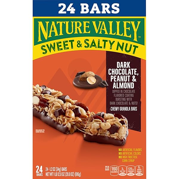 NATURE VALLEY SWEET AND SALTY NUT GRANOLA BARS, DARK CHOCOLATE PEANUT ALMOND, 24 BARS, 28.8 OZ